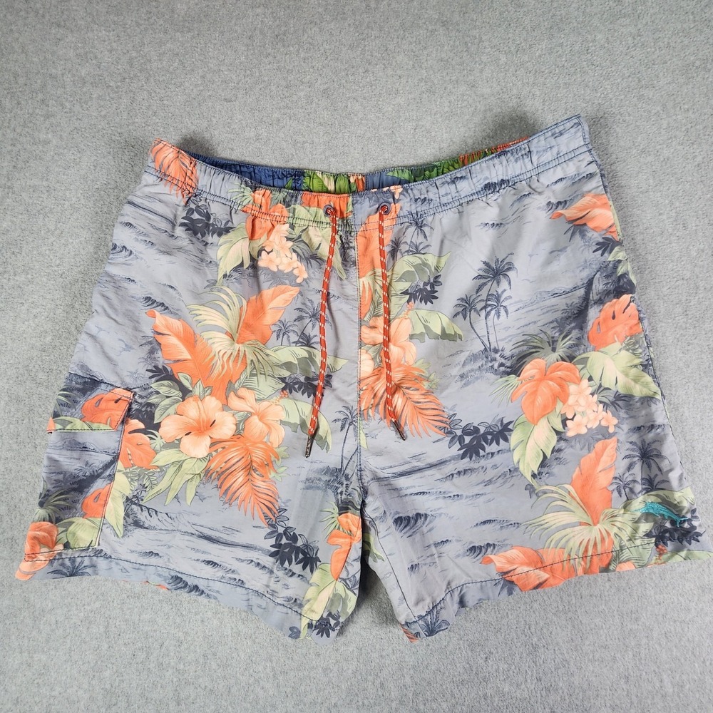 Tommy Bahama Swim‎ Trunks Mens XL Relax Fit  Blue Tropical 3 Pocket Board Shorts